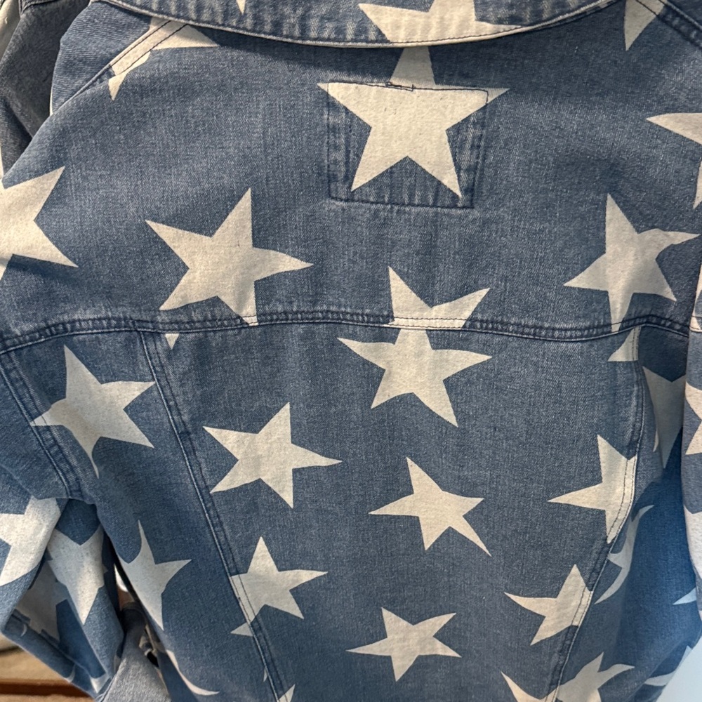 Oversized Star Pattern Denim Jacket - image 2